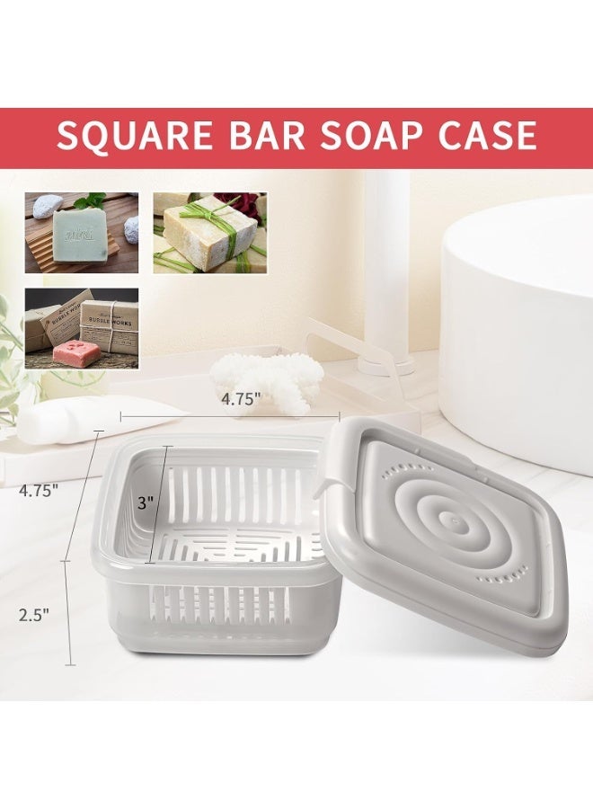 ChicAbode Square Soap Travel Case with Lid Bar Soap Tray and Drain Rack for Bathroom Shower, Portable Soap Rest Holder for Gym, Travel, Camping, Tightly Closed White Soap Box - Image 5